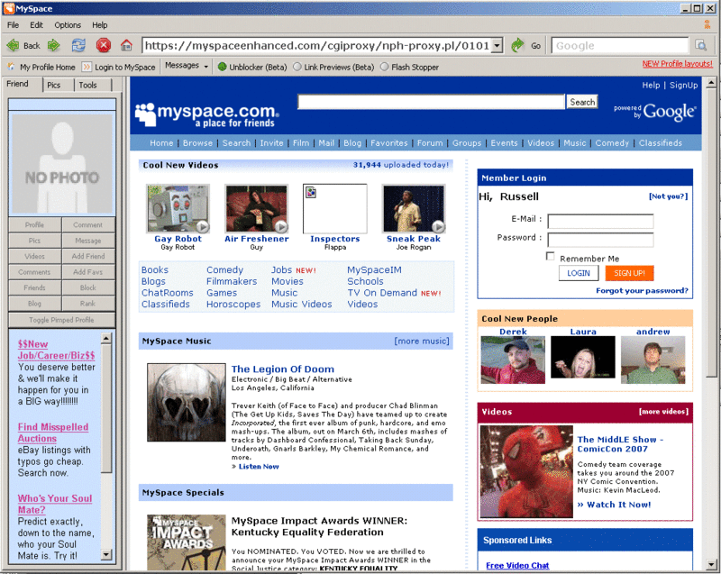 MySpace Browser Screenshot